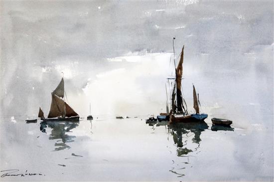 Edward Wesson (1910-1983) Becalmed 12.5 x 19.5in.